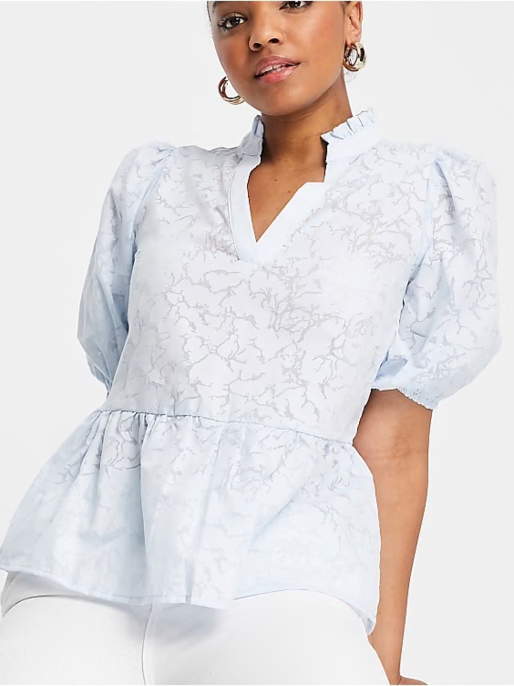NWT Selected Femme Size 38 Puff Sleeve Blouse - Light Blue